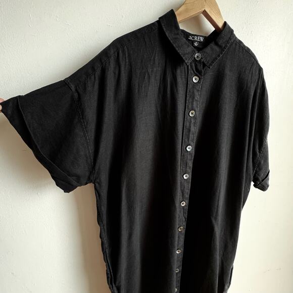 J CREW Capitaine Shirtdress in Black Linen - Unbelted - Picture 3 of 6